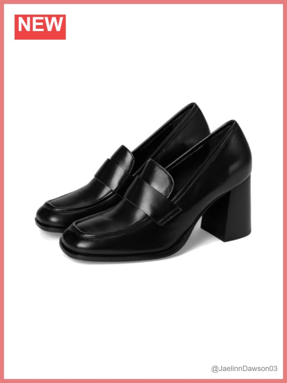 Women's Square Toe Block Heel Loafer with Cushioned Leather